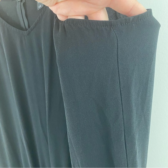 Eileen Fisher Black Silk Georgette Crepe Drawstring Jumpsuit - Picture 9 of 12